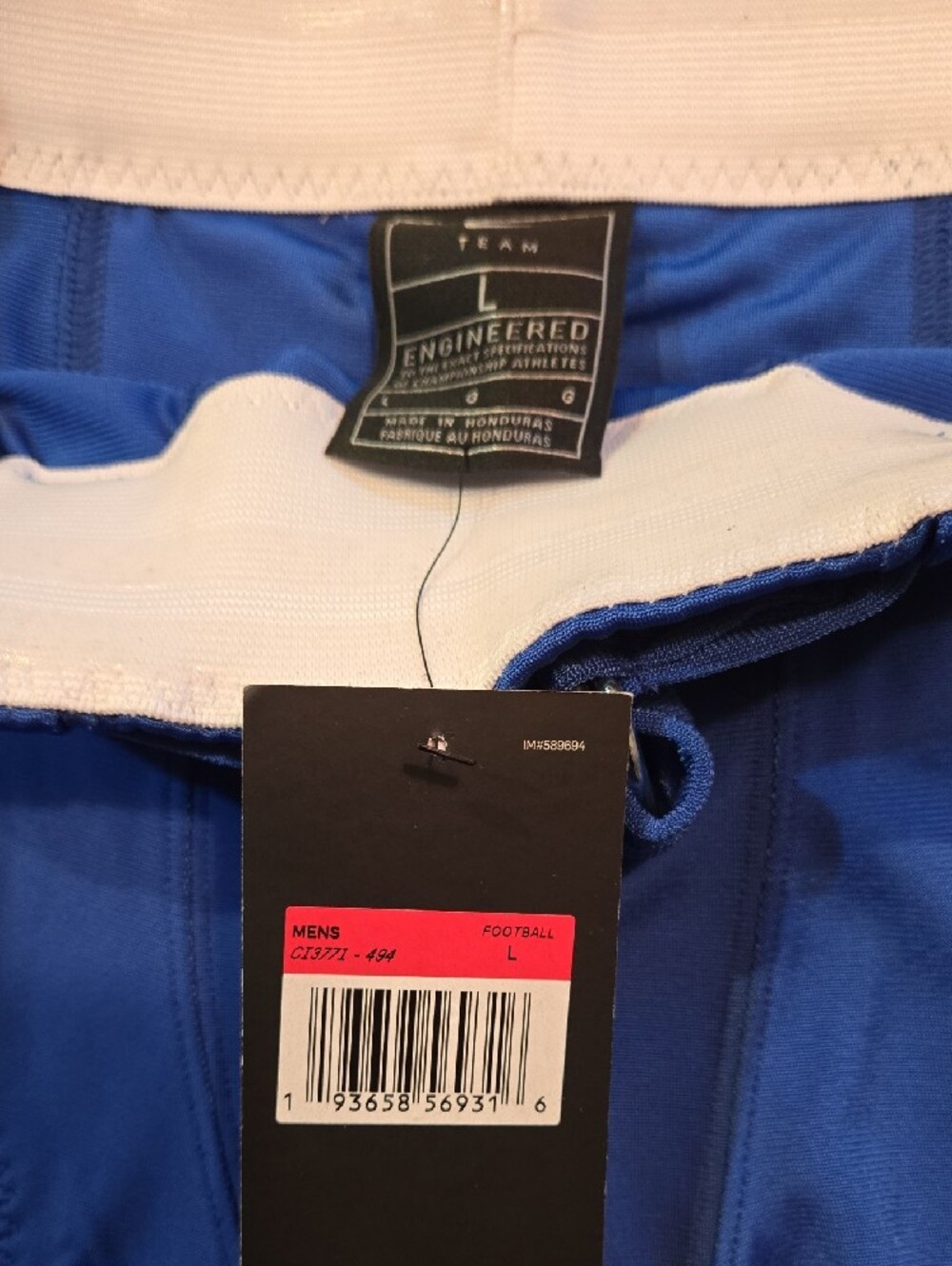 Nike Mens Royal Blue Athletic Football Pants with White Stripe - Picture 3 of 3